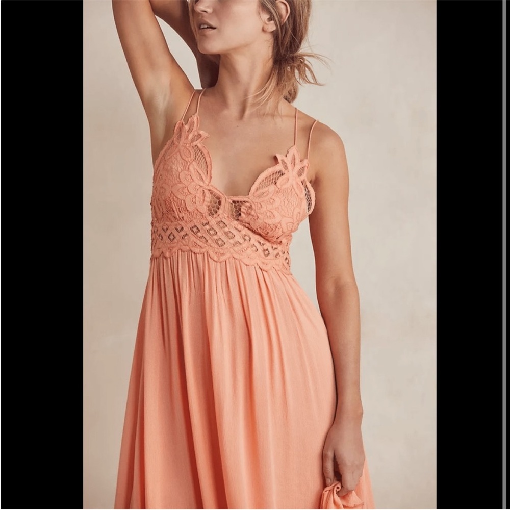 Free People Intimately Adella Maxi Slip Dress in Pretty Peach